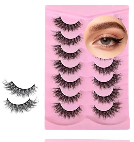 ZMaglorian 7 paires de Faux cils 5D Oeil de Chat, Volume moelleux Curly Cat-Eye Cils artificiels Look Naturel, Réutilisables Faux cils de maquillage faits main