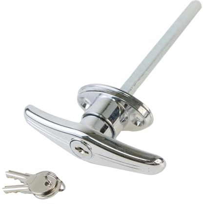 Funnytek Garage Door T-Handle Lock Kit Shed Door Lock T Handle Barn Long Lockable Accessories with 2 Keys RCL-0201 127mm