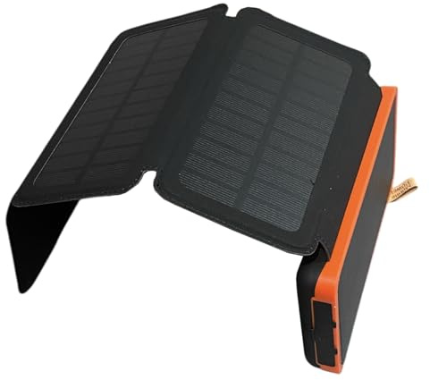 Solar Power Bank 20000mAh – Fast Charging Portable Charger with 4 Solar Panels, USB-C & Dual Output Battery Pack for iPhone, Android, Tablet – Outdoor Emergency Power, Orange