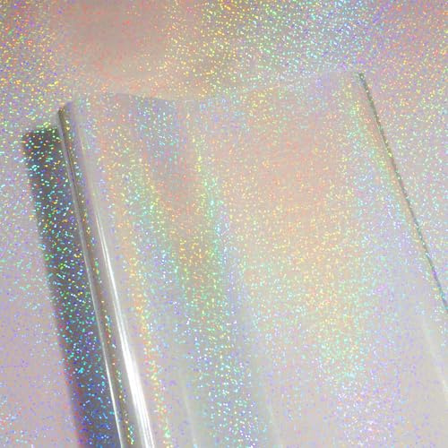 LaCheery Carta Olografica Adesiva Glitter con Motivo Pallini Pellicola Olografica Adesiva Trasparente 40cm x 200cm Vinile Adesivo Impermeabile Carta Lucido Glitter per DIY Compleanno Artigianato