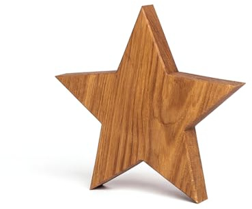 WOODS Holzstern aus Eiche - mit Naturöl behandelt | handgefertigt in Bayern I Holzsterne zum hinstellen - Advent & Weihnachtsdeko aus Holz für Fenster & Tisch I 20 cm groß