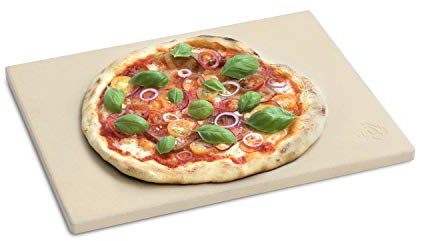 BURNHARD® Cordierit-Pizzastein, 38 x 30 x 1,5 cm | rechteckig für Grill & Backofen, ideal für Pizza, Brot & Flammkuchen
