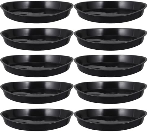 Ciieeo Bandeja Base para Macetas y Porta Macetas para Interiores y Exteriores, Juego de 10 Piezas, Apilable, Superficie Lisa, Resistente a Deformaciones, Derrames