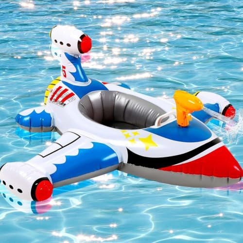 SKIKHN Anello da nuoto per bambini con pistola ad acqua, gonfiabile, anello da nuoto gonfiabile, per feste in spiaggia, giochi d'acqua per bambini estivi