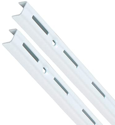 PRIOstahl Wandschienen Regalsystem Weiß - 2 Stück Wandschiene 1-Reihig 2000mm Regal - Schwerlast Wandregal Aufbewahrung System für Garage Keller Werkstatt