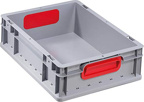 Allit 456700 EuroBox 412 400 x 300 x 120 mm geschlossene Griffe in grau/rot