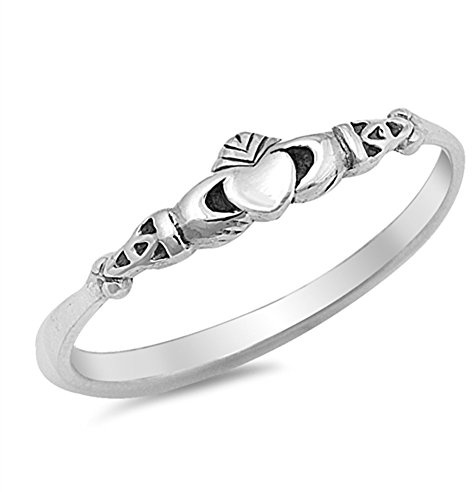 Claddagh Love Heart Celtic Knot Promise Sterling Silver Ring Size 6