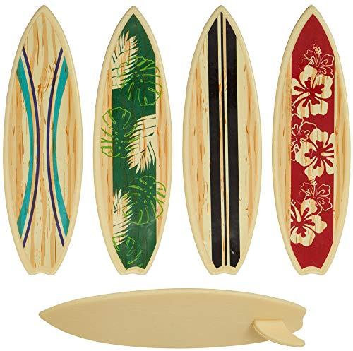 CakeDrake Lot de 4 décorations tropicales pour décoration de gâteau Motif planche de surf