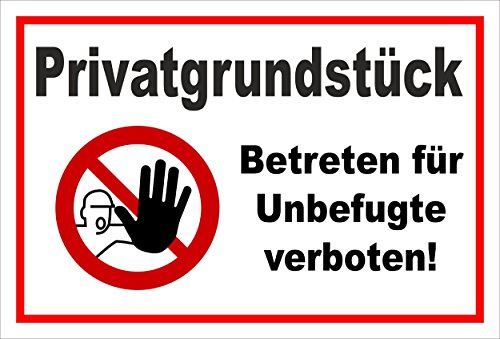 Melis-Folienwerkstatt Schild Verbotszeichen - Privatgrundstück – 60x40 cm – 3mm Aluverbund – mehrere Größen/Materialien