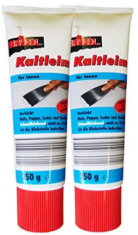 2 x Brücol Kaltleim für innen 250ml, Holzleim, Kalt-Leim, Dispersions-Klebstoff