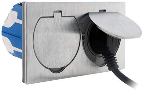 Zenitech - Prise de sol 16A 2P+T finition alu brossé - IP55 double