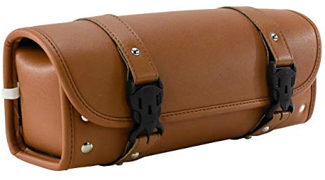 HDBUBALUS Universal-Motorrad-Lenker-Werkzeugtasche für Vorderradgabel, Rollaufbewahrung, Sissy-Bar, aus PU-Leder Braun