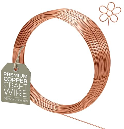 Fil De Création Non Ternissant 0,5mm (24 Gauge) x 15m – Fil Souple Plaqué Cuivre Pour Bijoux, Modelage, Sculpture, Loisirs Créatifs Et DIY