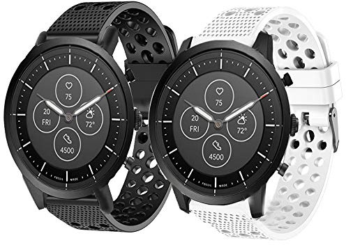 LvBu Armband Kompatibel Für Fossil Collider HR, Sport Silikon Classic Ersatz Uhrenarmband Für Fossil Hybrid Smartwatch HR Collider/Fossil Collider Hybrid Smartwatch (Schwarz+Weiß)