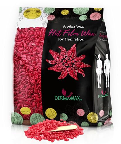 Dermawax 500g Rose Wachsperlen mit Kokosöl – Professionelles Heißwachs zur Haarentfernung – Sanftes Waxing ohne Vliesstreifen – Brazilian, Beine, Achseln, Gesicht & Bikini – Für Männer & Frauen