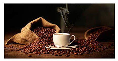 Tulup Glas-Bild Wandbild aus Glas - Wandkunst - Wandbild hinter gehärtetem Sicherheitsglas - Dekorative Wand für Küche & Wohnzimmer 120x60 - Essen & Getränke - Kaffee Tasse - Braun