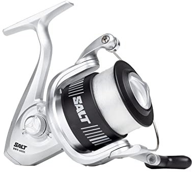 Carrete Shakespeare Salt – para Pesca en mar con línea monofilamento preenrollada | Cuerpo anticorrosión y rodamientos de Acero Inoxidable | Ideal para lubina, caballa y Bacalao | Talla 7000