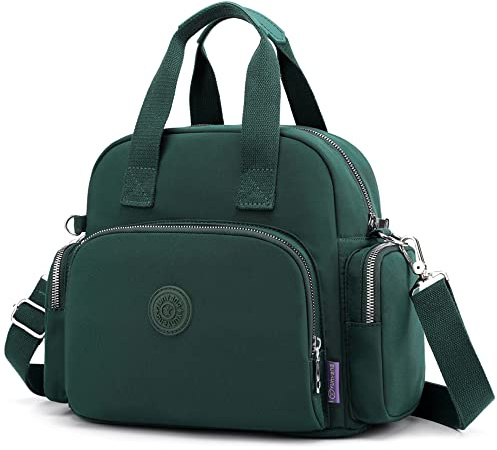 DORRISO Damen Rucksack Handtasche, Wasserabweisende Schultertasche Umhängetasche mit USB Ladeanschluss, Viele Fächer, Elegante Tasche für Arbeit, Reise, Freizeit Grün