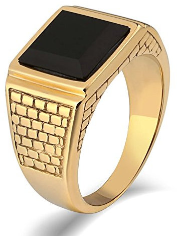 Ayoiow Ring Herren Biker, Siegelring Edelstahl Größe 67 (21.3), Ringe für Herren, Gold
