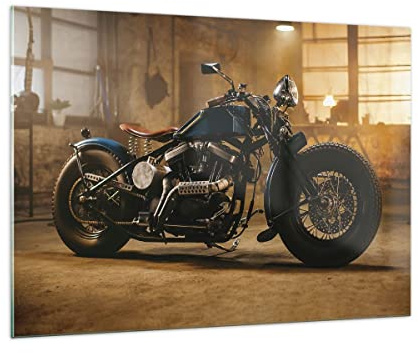 ARTTOR Bilder auf Glas 100x70cm Glasbild Harley-Davidson Motorrad Motor Groß Wanddeko Bild im Glas Schlafzimmer Küche Deko Wandbilder Dekoration Wohnzimmer Modern Wand Kunstdruck Art GAA100x70-4233