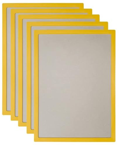 VKF Renzel GmbH Vorteilspack 5x Plakatrahmen DIN A4 - Infotafel - Bilderrahmen - 6 Farbvarianten - inkl. entspiegelter PVC-Abdeckfolien (gelb ähnl. RAL 1023)
