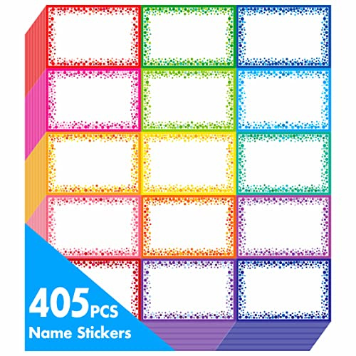 405pcs Name tag Labels, Colorful Name Badge with Permanent Adhesive Writable Name Tag Stickers for School Office Home (Each Measures 3 x 2)