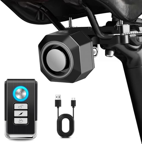 Cruxer 110dB Fahrrad Alarmanlage, USB-C Wiederaufladbar mit Fernbedienung