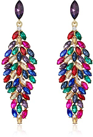 EVER FAITH Pendientes Colgantes de Cristal, Aretes Art Deco Marquesa para Mujer