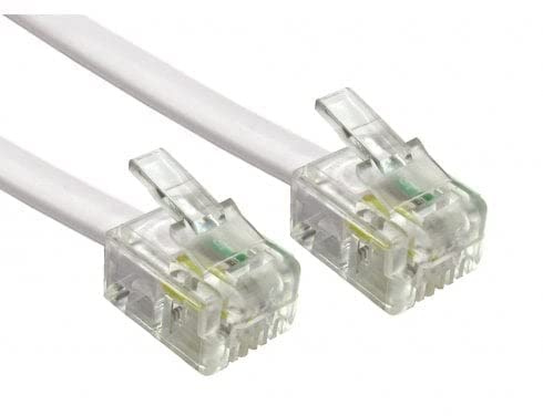 Reulin Cavo Piatto Telefonico RJ11 a RJ11 6P4C Modem Telefonico Router Fax DSL VDSL Internet 15M (Bianco, 15 Metri)