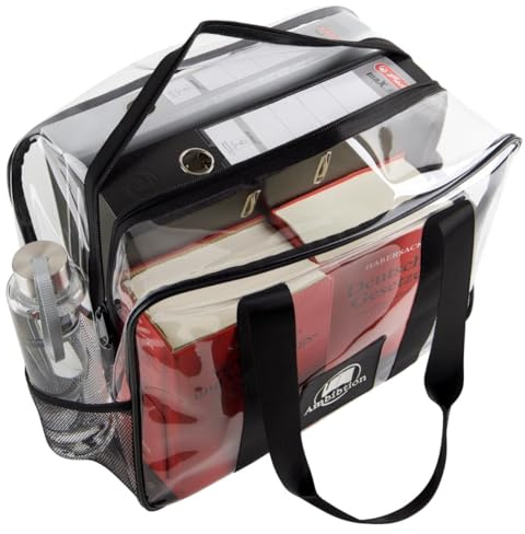 Ambibtion - Transparente Bibtasche für Gesetzestexte, Lehrbücher, Ordner, Laptop; Strapazierfähige Tasche für Bibliothek, Stadion, Flughafen, Strand
