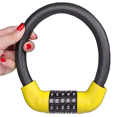 Chesoon Bike Wire Lock - Lucchetto per bicicletta bloccabile, in acciaio composito, ad alta resistenza, lunghezza 40 cm, versione standard giallo