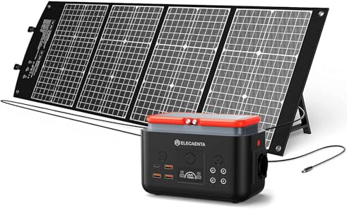 Estación de Energía Portátil 200Wh con Cargador Solar Portátil 120W, Acumulador Portatil Energía LiFePO4 Batería de Reserva para Camping y Emergencia