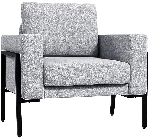 HOMCOM Poltroncina Imbottita per Soggiorno e Camera da Letto con Cuscini per Seduta e Schienale, 82x70x83.5 cm, Grigio Chiaro