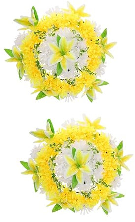 Warmhm 2stücke Künstlicher Trauerkranz Aus Hochwertigen Kunstblumen Für Friedhofsdekoration Realistischer Grabkranz Sanften Farben Für Erinnerung An Verstorbene Als Trauergeschenk