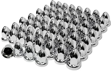 Grandroad auto 60 Pack Lug Nut Covers for Semi Trucks, 33mm by 2-1/2 Thread On Push-on Nut Cover Caps ABS Plastic Anti-Rust
