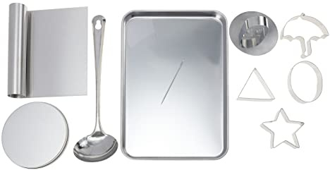 MAGICLULU DIY Baking Tools Set of 9 Stainless Steel Cookies Mousse Moulds Kitchen Accessories for Cakes and Biscuits
