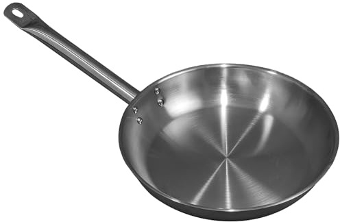 Comas Sartén de acero inoxidable de 3 capas, con asa, para inducción de gas, eléctrico, vitrocerámica, horno, resistente a la corrosión, altas temperaturas, difusión óptima del calor, higiénico (Ø 28