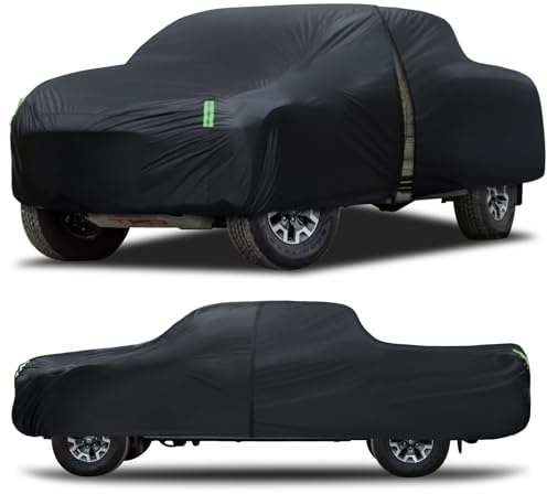 Car Cover Waterproof All Weather Full Outdoor Pickup Truck Cover Rain UV Protection, Size T1 Universal Fit for Ford Ranger/F150 Chevy C10 S10,Nissan Frontier,ect.(Fit Truck Length UP to 220inch)