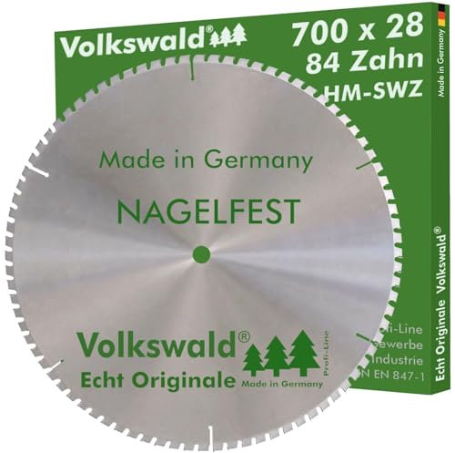 Volkswald ® HM-Sägeblatt SWZ 700 x 28 mm Z= 84 Holzfaserplatten Heraklithplatten Kunststoffe Acrylglas Fassadenprofile Allrounder Schalhölzern Kanthölzern mit Betonbeschlag und Nagelresten