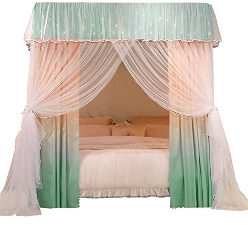 Betthimmel, Schlafzimmer-Moskitonetz für Einzel- und Doppelbetten, Metallstangen-Stützbetthimmel, (Größe: 120 x 200 x 200 cm)