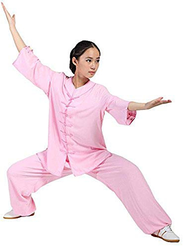FGDIUCVN Kampfsportbekleidung Damen Kampfsport Tai Chi Uniform Kung Fu Kleidung Halbarm Wushu Anzug,Rosa,XL