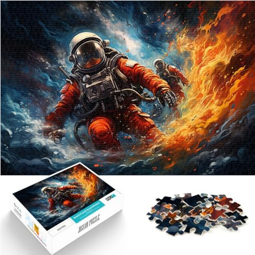 Puzzle-Geschenk, Astronaut beim Surfen für Erwachsene, 1000-teiliges Puzzle, Holzpuzzle, Spielzeug, Puzzle, Lernspiele, Stressabbau-Puzzle, 1000 Teile (50 x 75 cm)