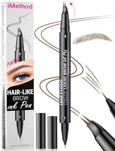iMethod Curved Microblading Augenbrauenstift - Eyebrow Pencil 2-in-1 Dual-Ended Augenbrauenstift Micro-Gabelspitzen-Applikator & präziser Pinselspitze erzeugt natürliche Augenbrauen, Blonde
