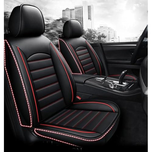 YJTYC Auto Leder Sitzbezüge für Dacia Duster 2.Gen 1.Gen HM HS 2010-2015 2016-2021 2022 2023 2024 2025, Wasserdichtes VerschleißFest Leder Auto Sitzschutz 9 Stück Autositzbezüge Set,Black and Red