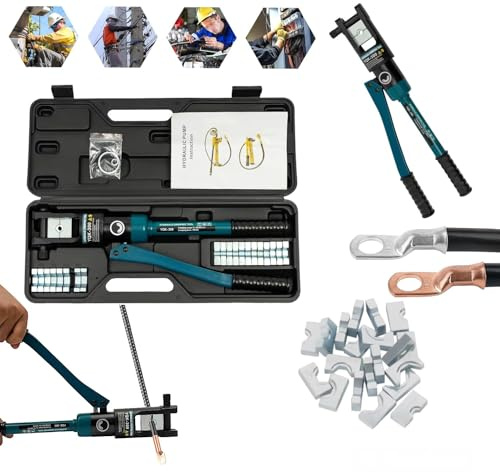 Pinza Crimpatrice idraulica per Terminali Pinza Copicorda 16-300mm² 12Ton Pinza idraulica Manuale per Crimpare Capicorda Pinza per Rame e Alluminio Terminali Elettrici con 11 Coppie di Matrice