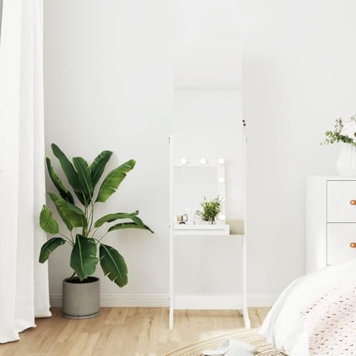 LLEZKBR Furniture Select Spiegel Schmuckschrank freistehend weiß 42x38x152cm