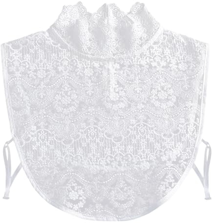 TUONYIS White Lace Collar Detachable Half Shirt Fake Collar Hollow Out Lace White Flower Blouse Collar Hollow Out Floral Lace Detachable Blouse Top for Women Girls, One Size