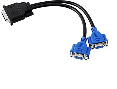 Mtlavishish Splitter - Cable de cable adaptador DMS -59 PIN MACHO A 2 VGA 15 PIN CABLE DIRECTO DE DIVISIÓN HEMBRA