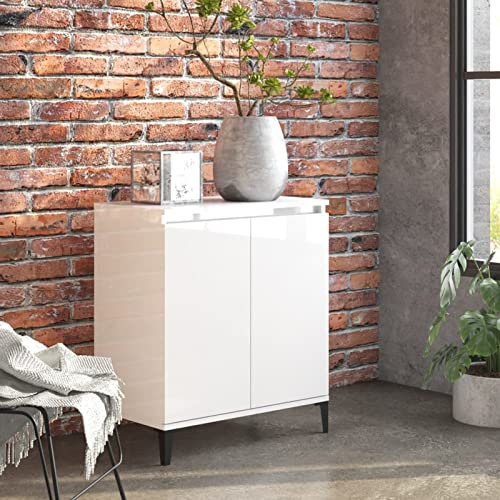 Buffet moderne blanc brillant avec porte coulissante pour salle à manger et salon, buffet empilable, meuble de rangement, 60 x 35 x 70 cm