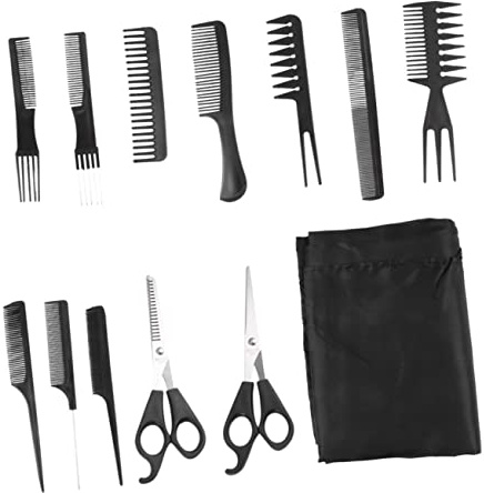 Warmhm Haarschneidewerkzeug Set mit Teilen für Herren Inklusive Friseurschere Haarschneidescheren-set Haarstyling-werkzeuge Friseurkamm-scheren-set mit Kamm Bürste Schürze Wischtuch für F